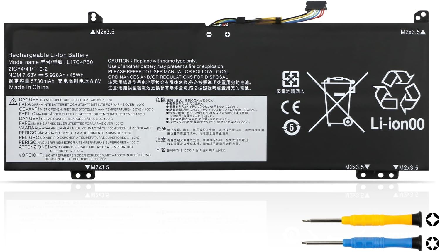 Lenovo L17C4PB0 Battery for IdeaPad 530s / Flex 6-14 (45Wh) Lenovo L17C4PB0 laptop battery replacement - LEB104