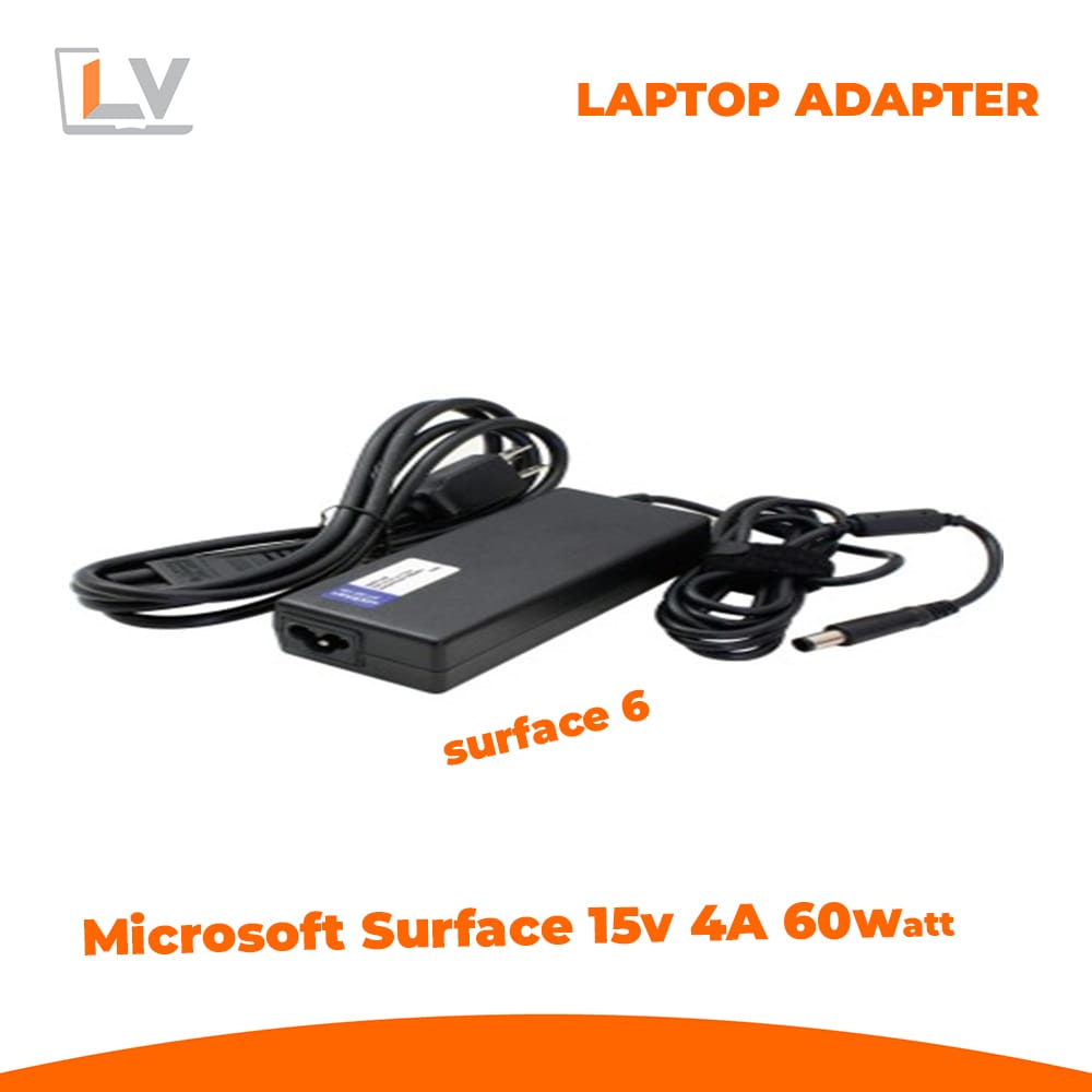 Microsoft 60W 15V 4A Laptop Charger Adapter Microsoft Surface Pro-6 Original 60W Power Adapter – 15V 4A with 2-Pin Original Replacement - LaptopVai